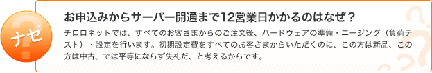 お申込みからサーバー開通まで12営業日かかるのはなぜ？